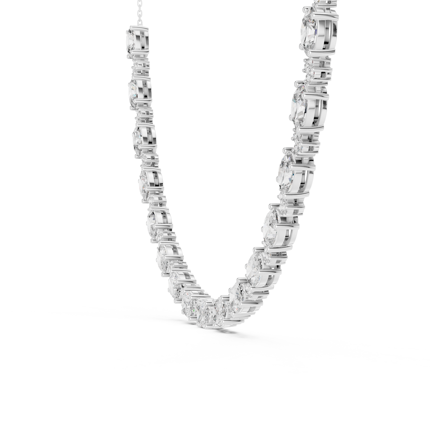Graduated Mixed-Cut Diamond Necklace – Rose Gold