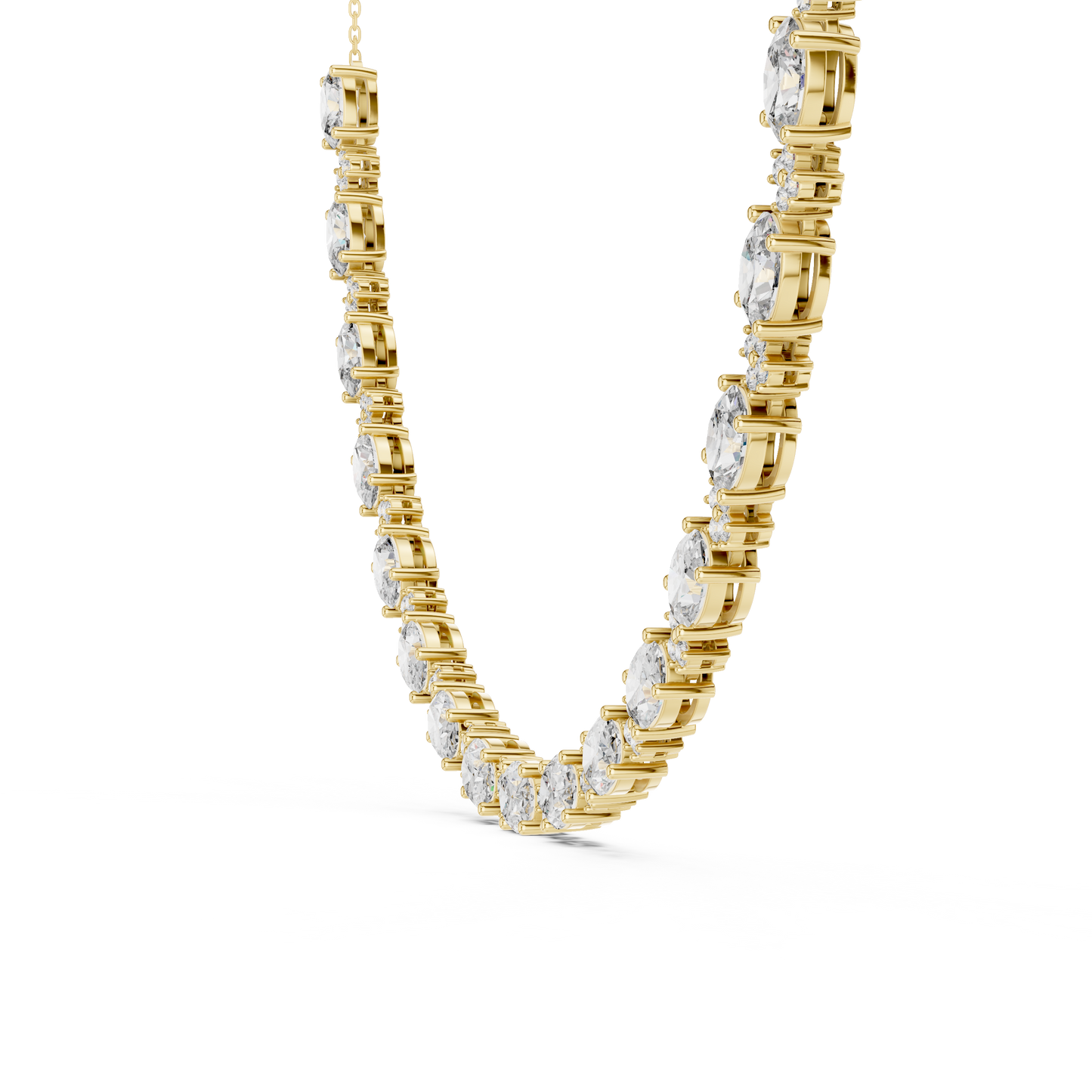 Graduated Mixed-Cut Diamond Necklace – Rose Gold