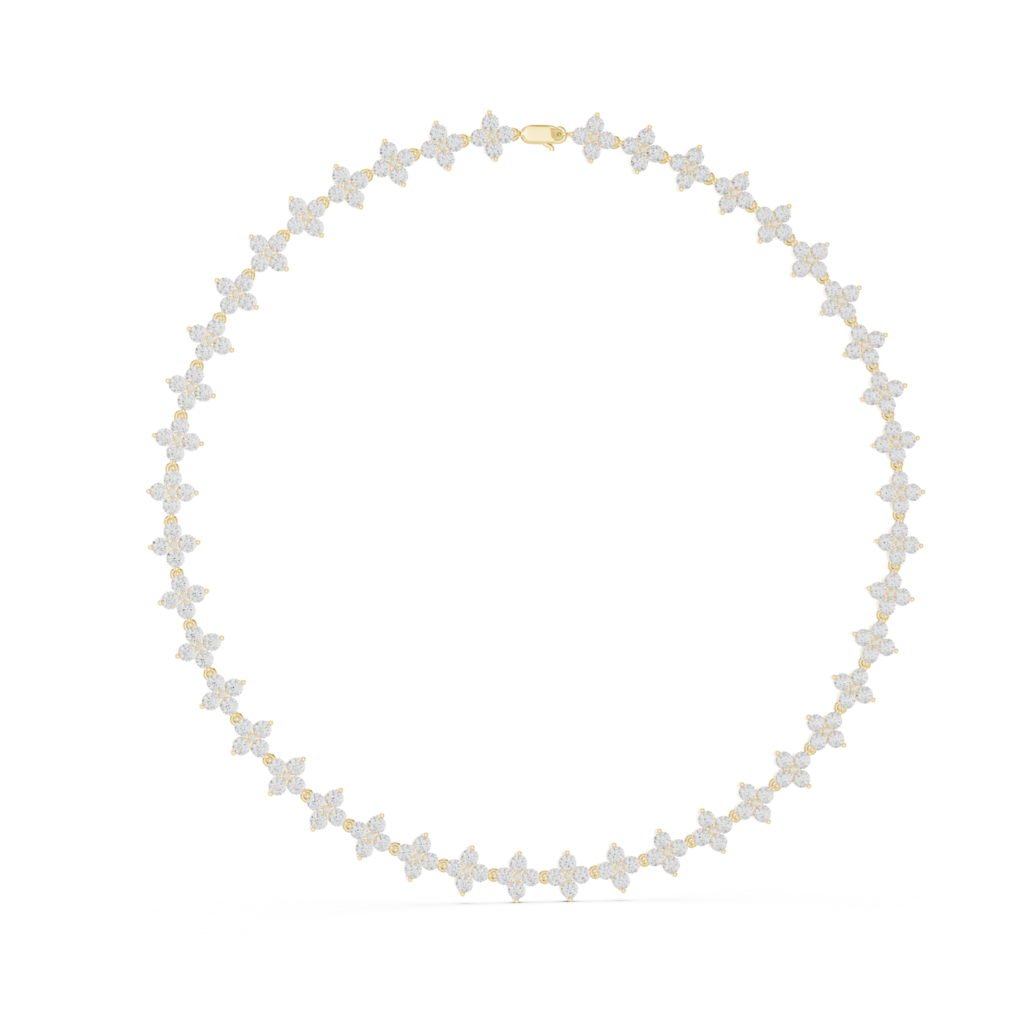 Floral Diamond Cluster Necklace – Yellow Gold