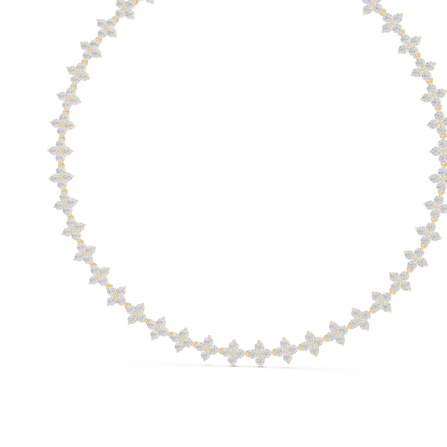 Floral Diamond Cluster Necklace – Yellow Gold