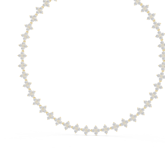 Floral Diamond Cluster Necklace – Yellow Gold