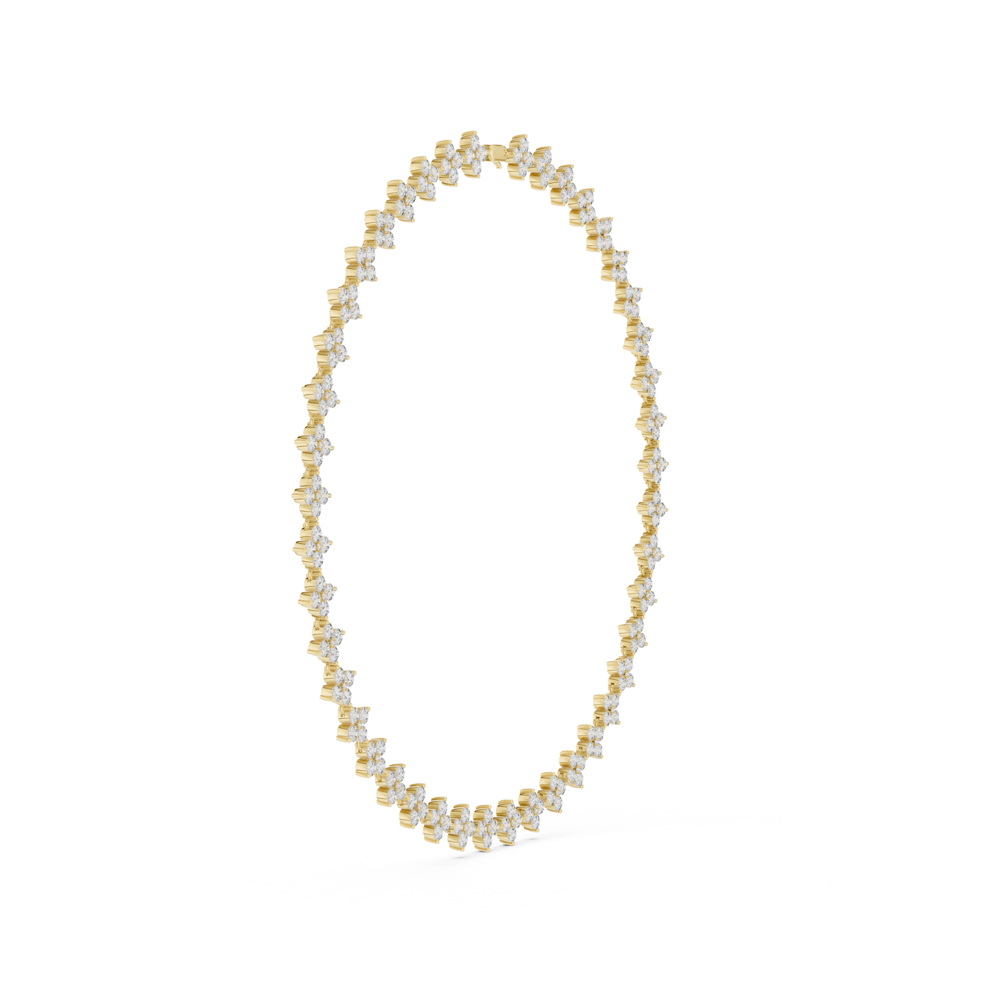 Floral Diamond Cluster Necklace – Yellow Gold