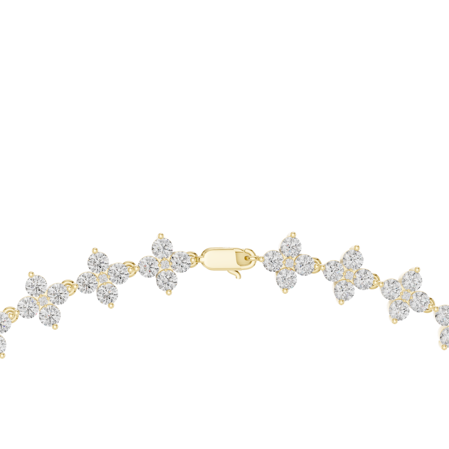 Floral Diamond Cluster Necklace – Yellow Gold