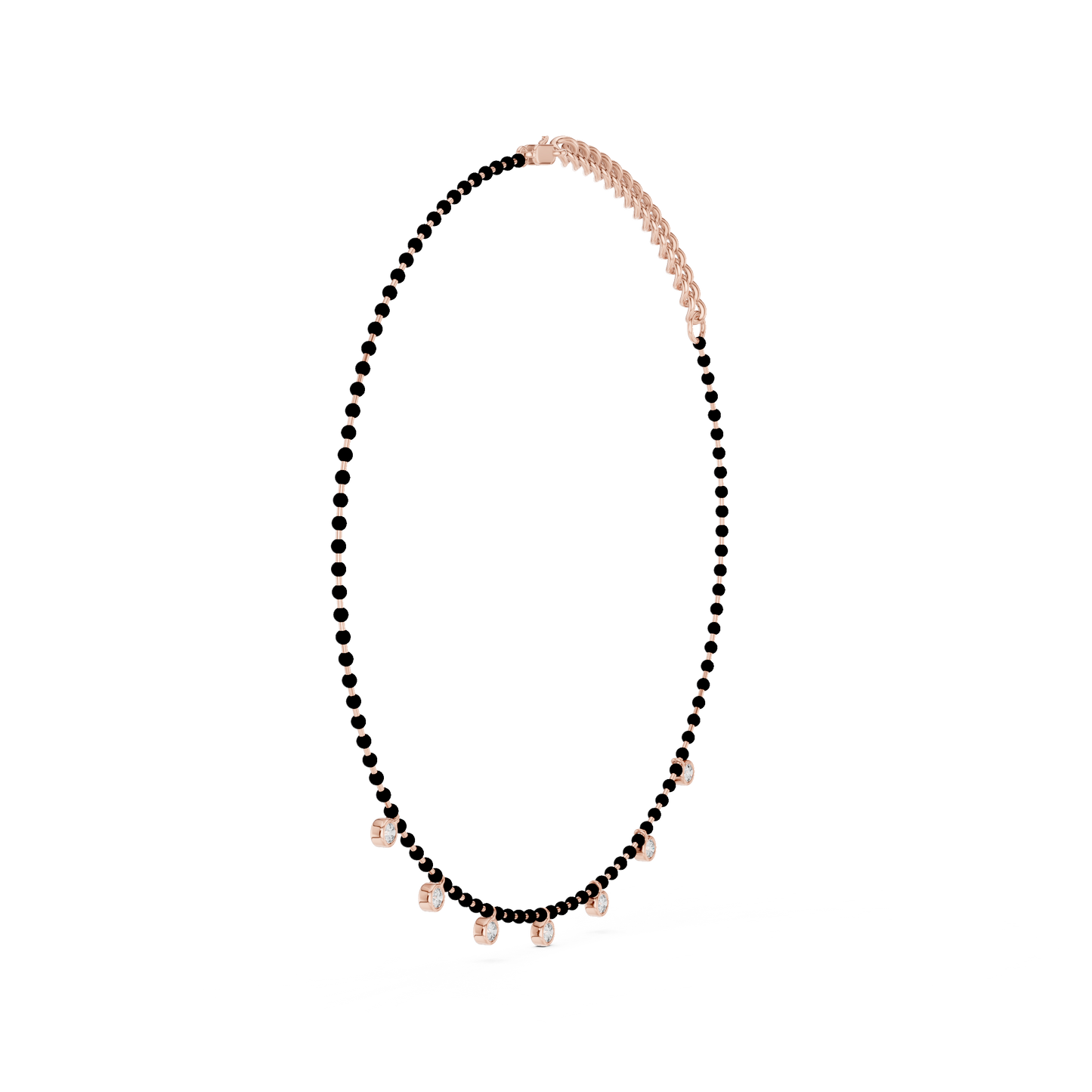 Dangling Diamond Bezel Necklace – Rose Gold