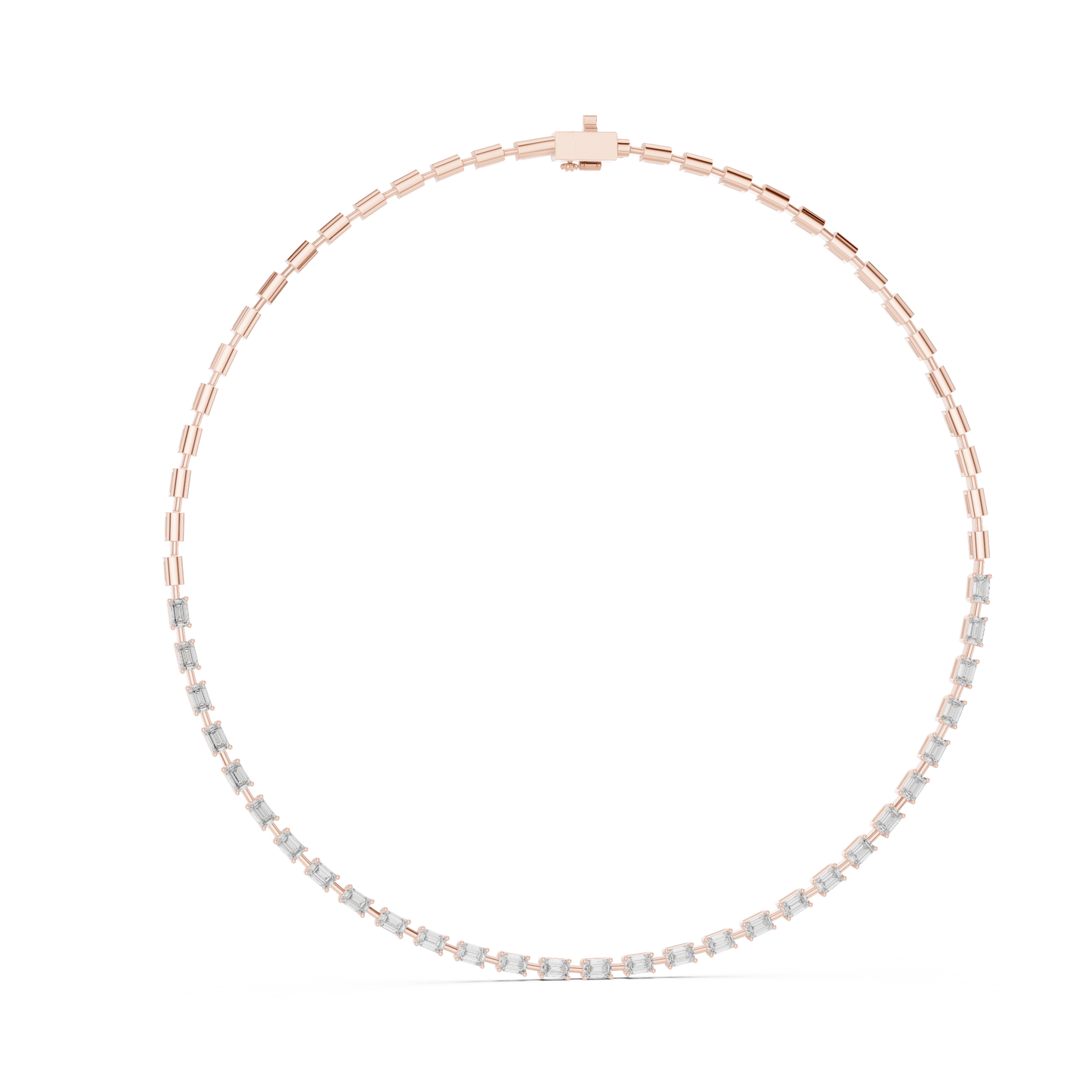 Princess-Cut Diamond Tennis Necklace – Yellow Gold