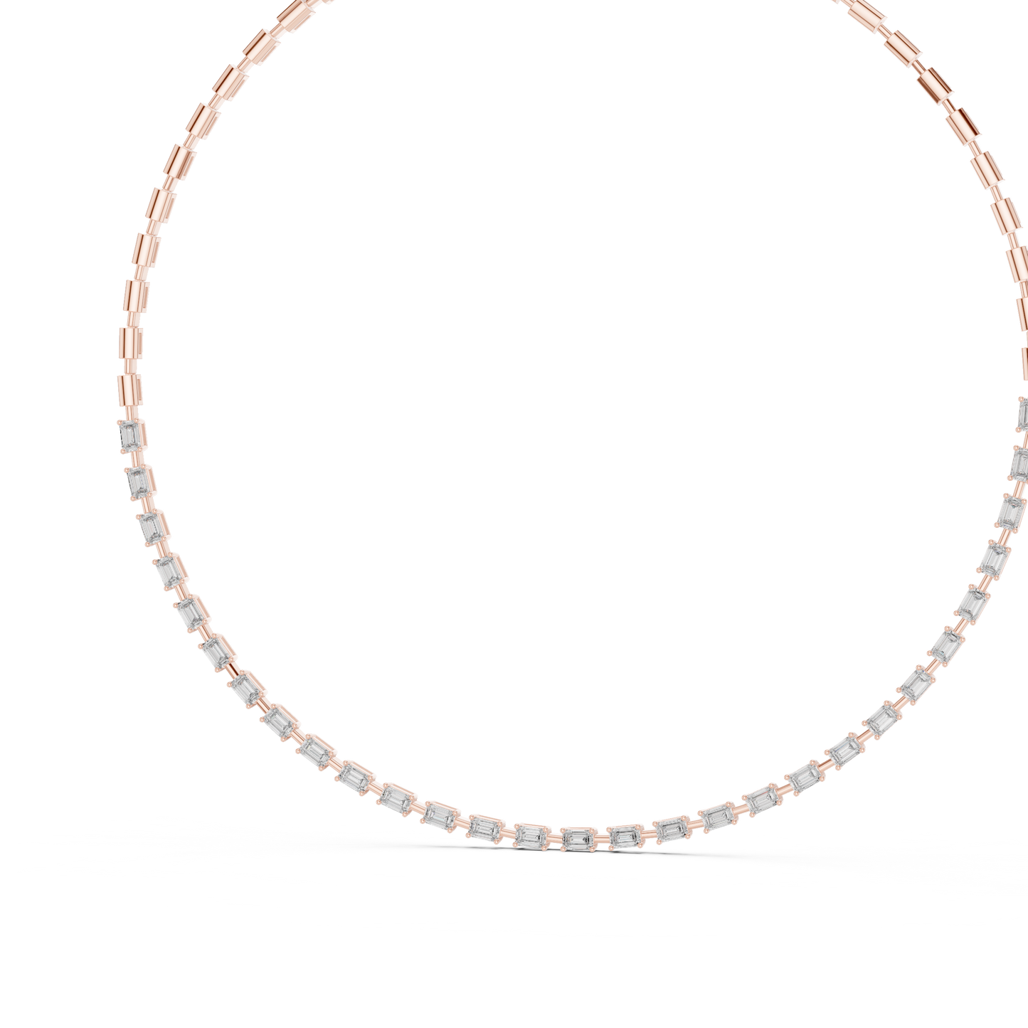Princess-Cut Diamond Tennis Necklace – Yellow Gold