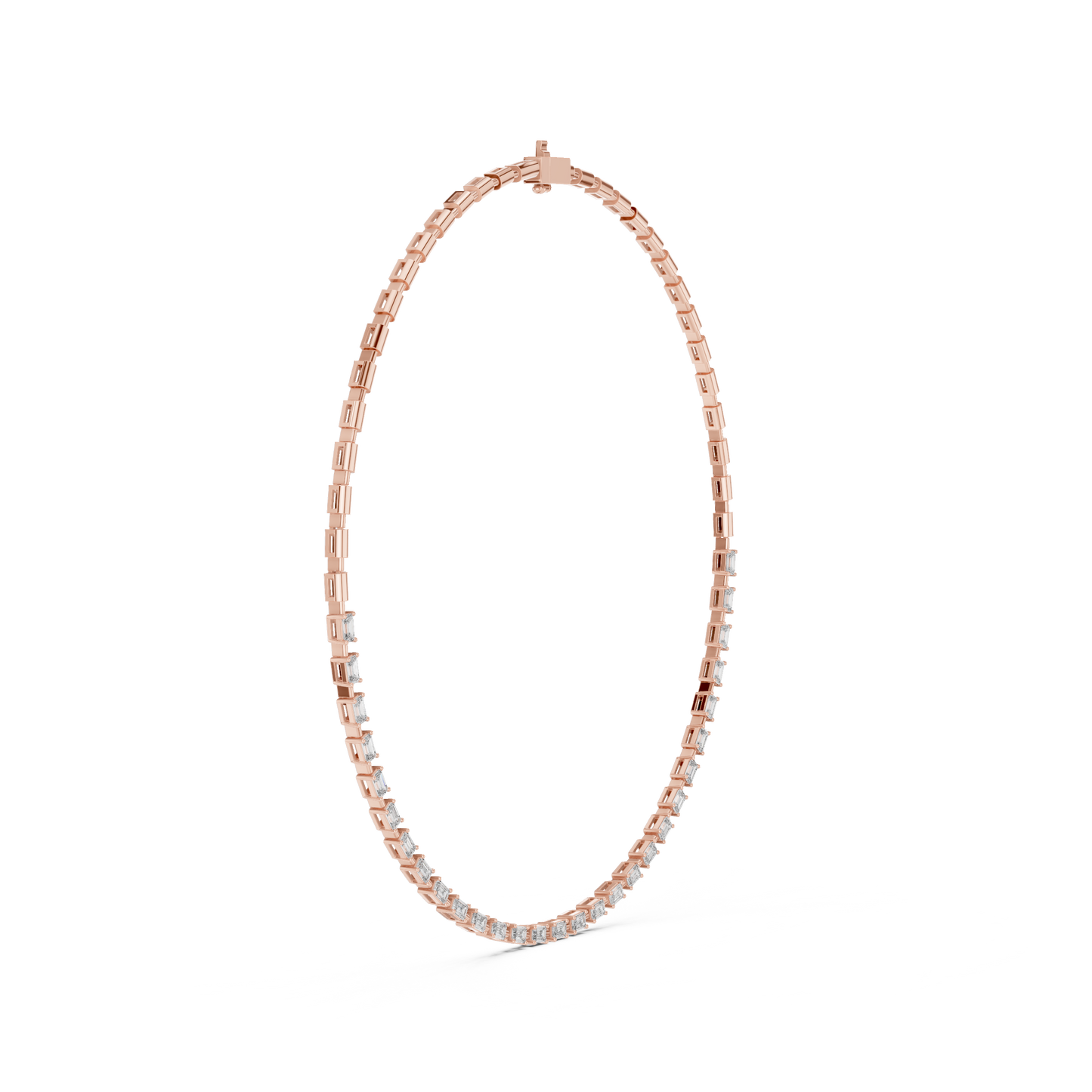 Princess-Cut Diamond Tennis Necklace – Yellow Gold