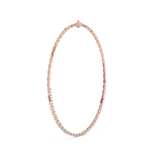 Princess-Cut Diamond Tennis Necklace – Yellow Gold