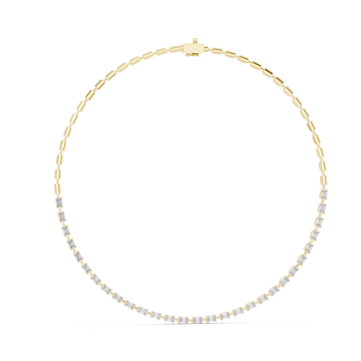 Princess-Cut Diamond Tennis Necklace – Yellow Gold