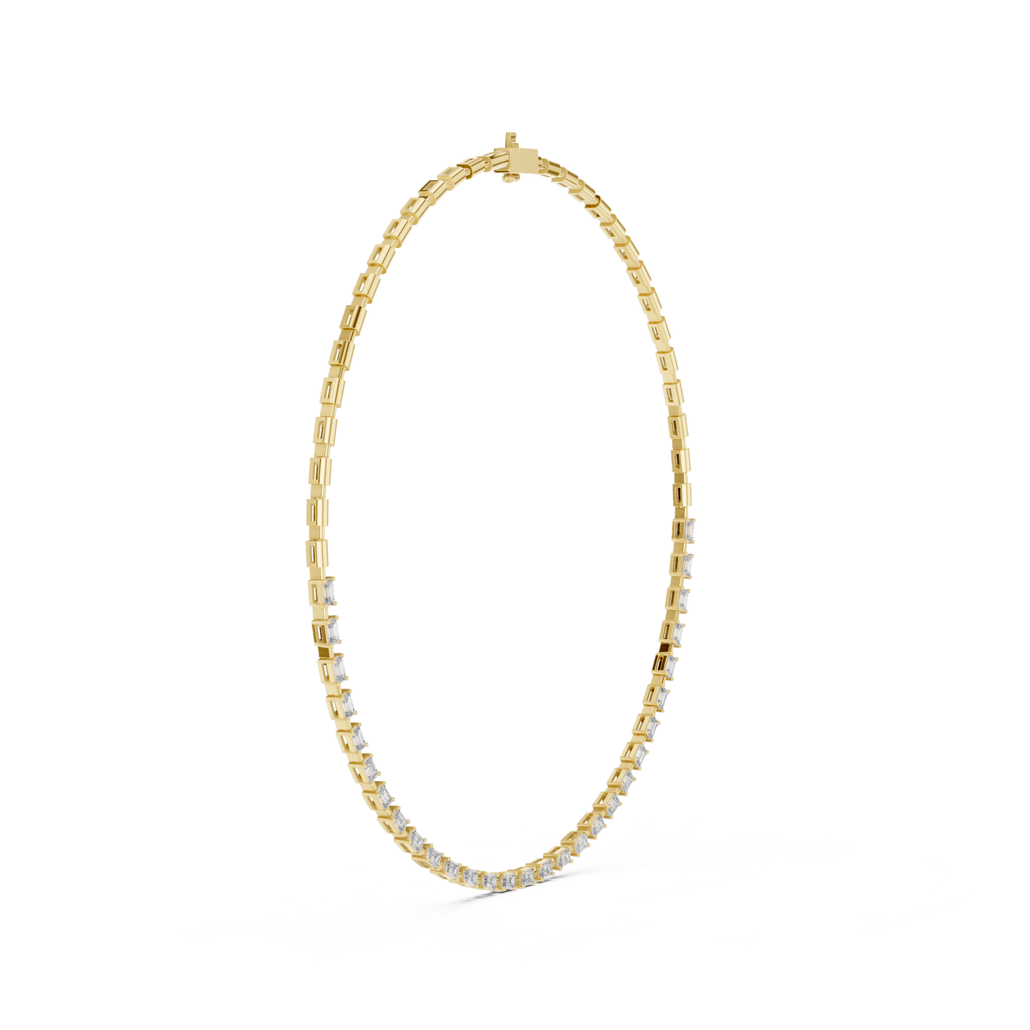 Princess-Cut Diamond Tennis Necklace – Yellow Gold
