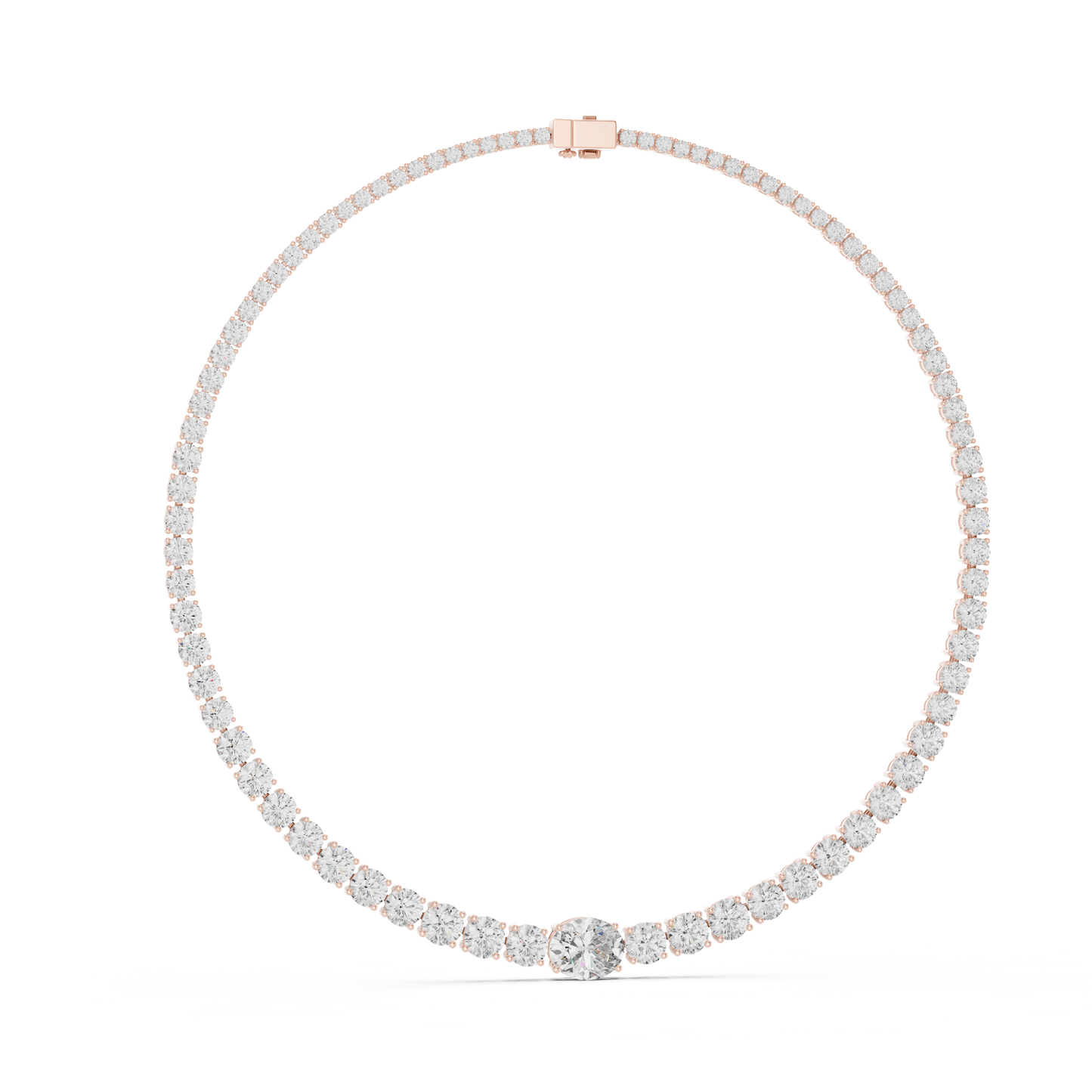 Classic Graduated Diamond Tennis Necklace – Rose Gold