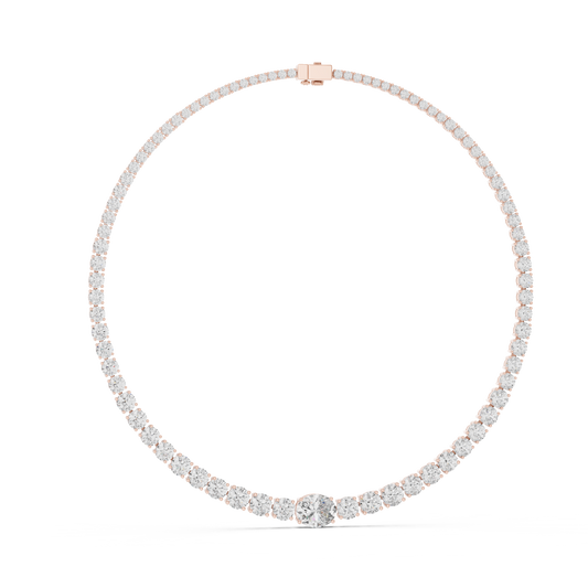 Classic Graduated Diamond Tennis Necklace – Rose Gold