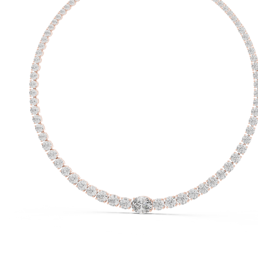 Classic Graduated Diamond Tennis Necklace – Rose Gold