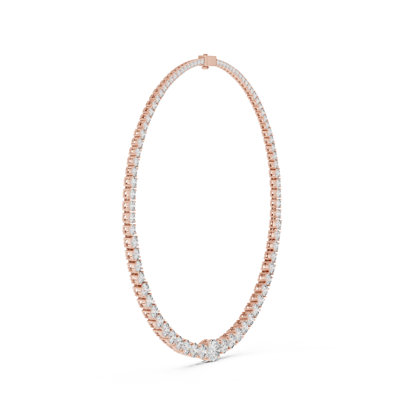 Classic Graduated Diamond Tennis Necklace – Rose Gold