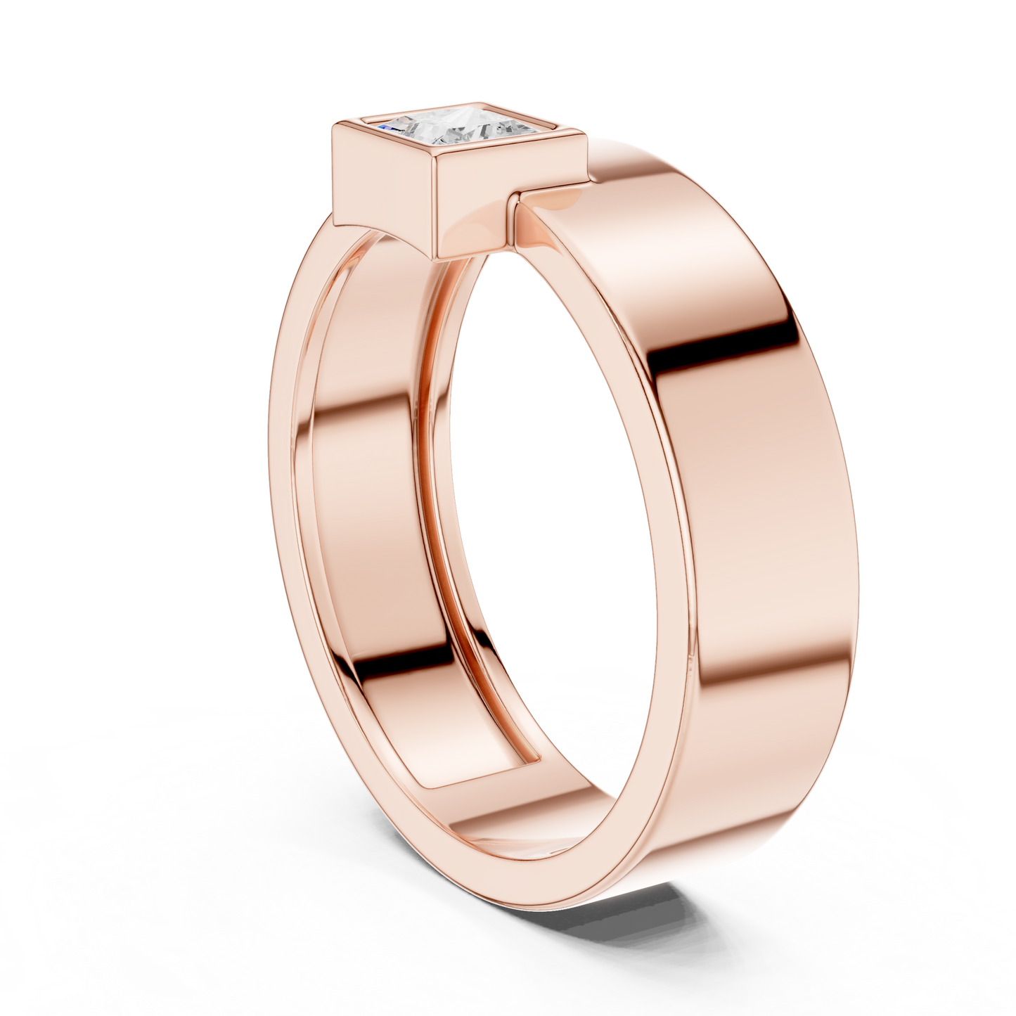 Men’s Bezel-Set Princess Cut Solitaire Ring | Modern Elegance