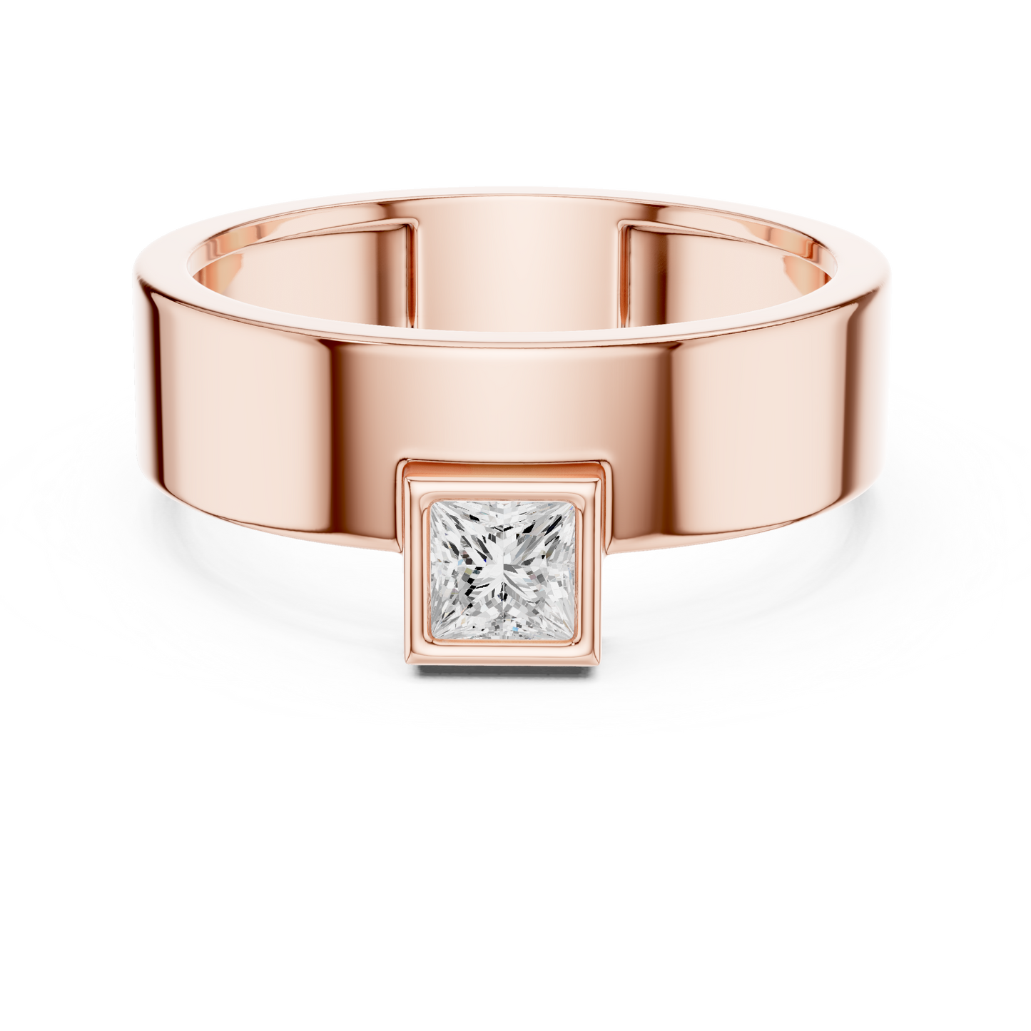 Men’s Bezel-Set Princess Cut Solitaire Ring | Modern Elegance