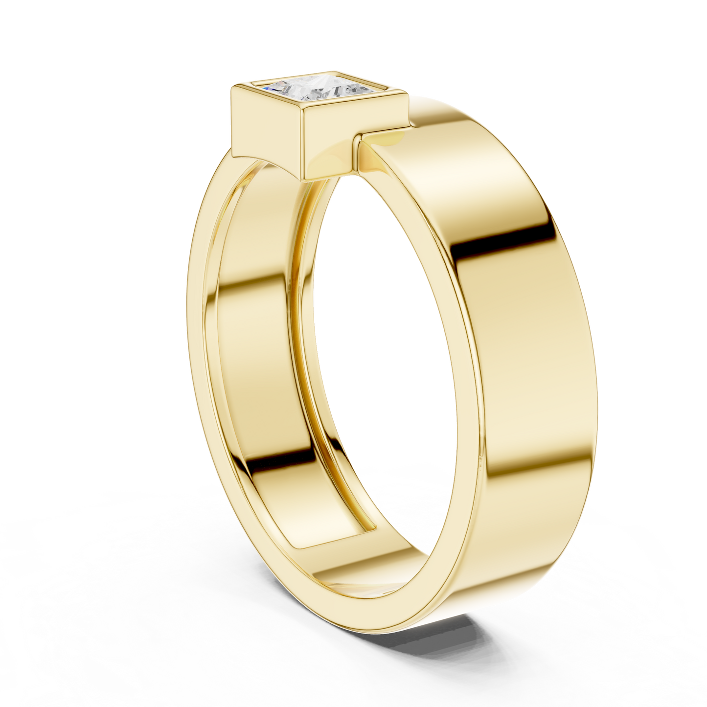 Men’s Bezel-Set Princess Cut Solitaire Ring | Modern Elegance