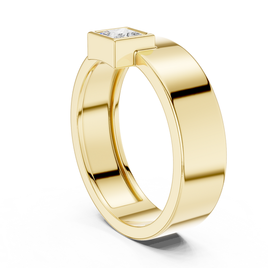Men’s Bezel-Set Princess Cut Solitaire Ring | Modern Elegance