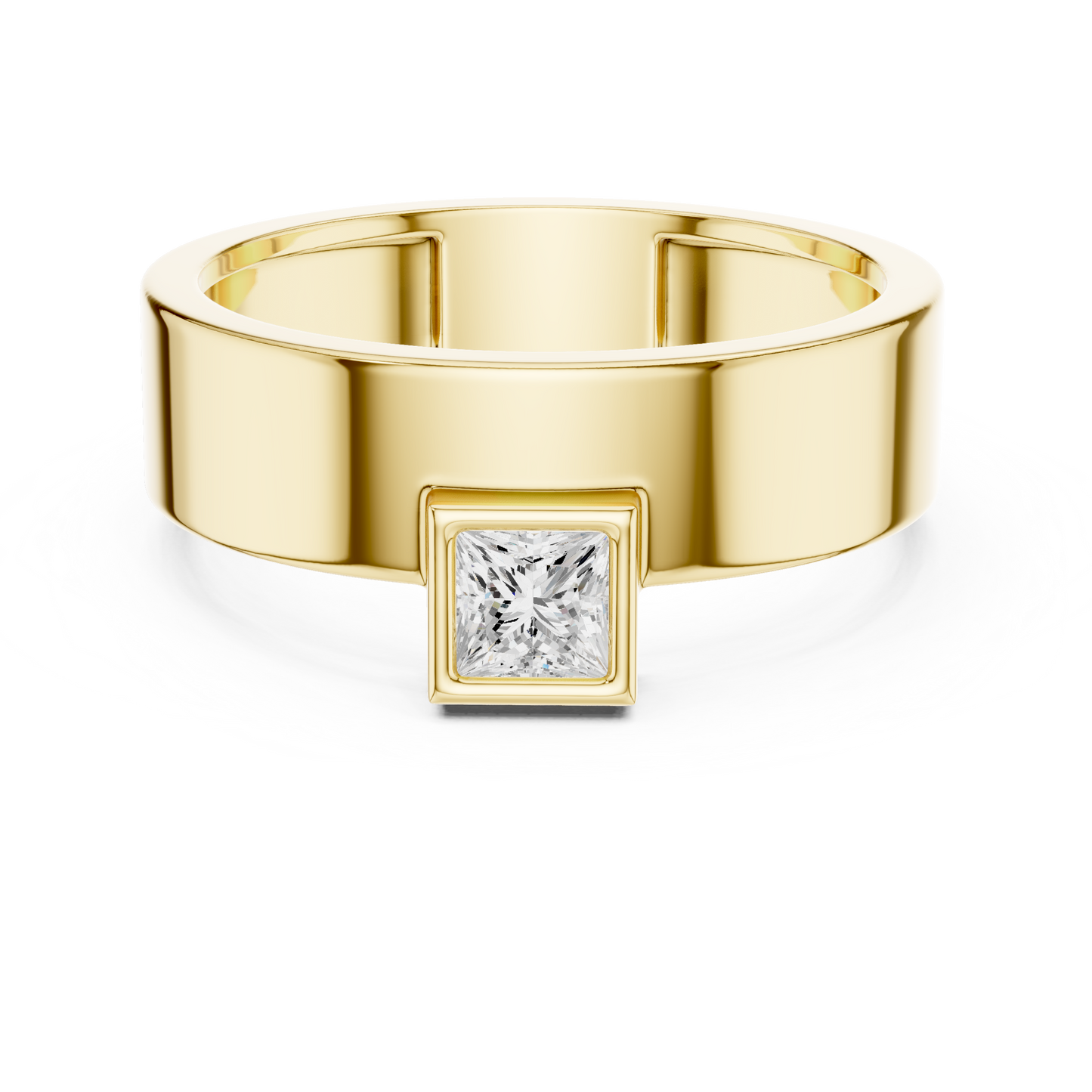 Men’s Bezel-Set Princess Cut Solitaire Ring | Modern Elegance