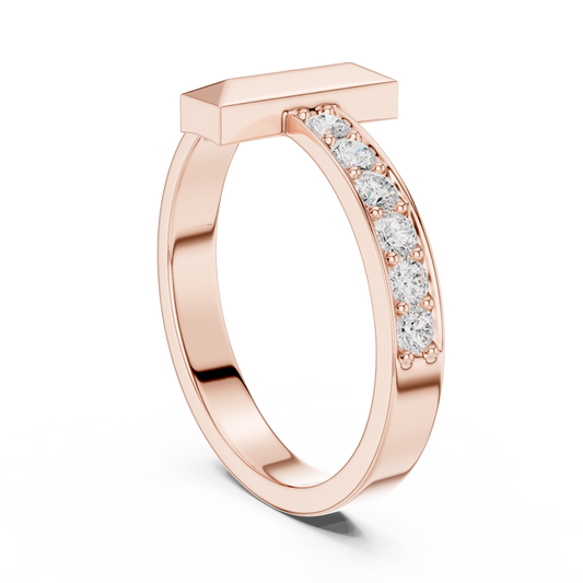 Men’s “T-Bar” Pavé Diamond Ring | Modern Signet Style