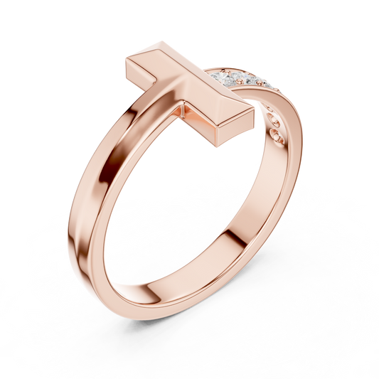 Men’s “T-Bar” Pavé Diamond Ring | Modern Signet Style