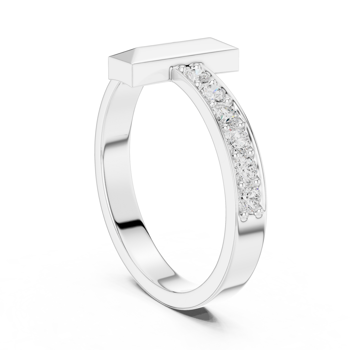 Men’s “T-Bar” Pavé Diamond Ring | Modern Signet Style