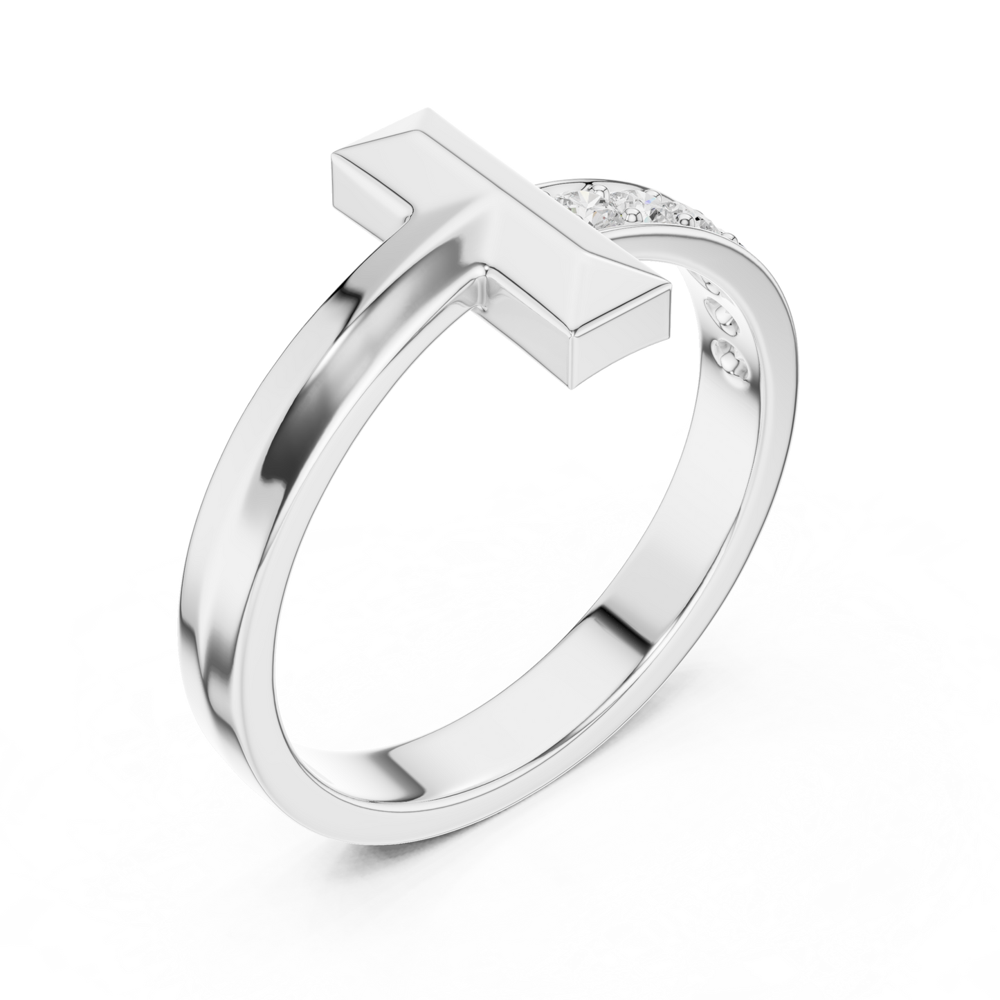 Men’s “T-Bar” Pavé Diamond Ring | Modern Signet Style