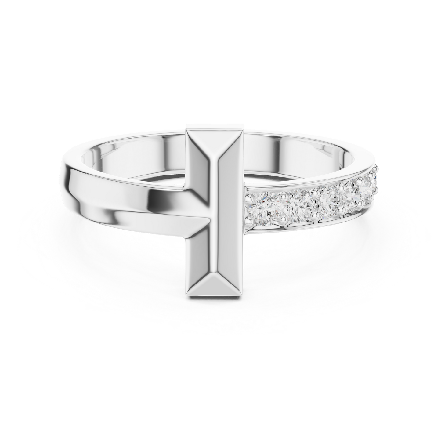 Men’s “T-Bar” Pavé Diamond Ring | Modern Signet Style