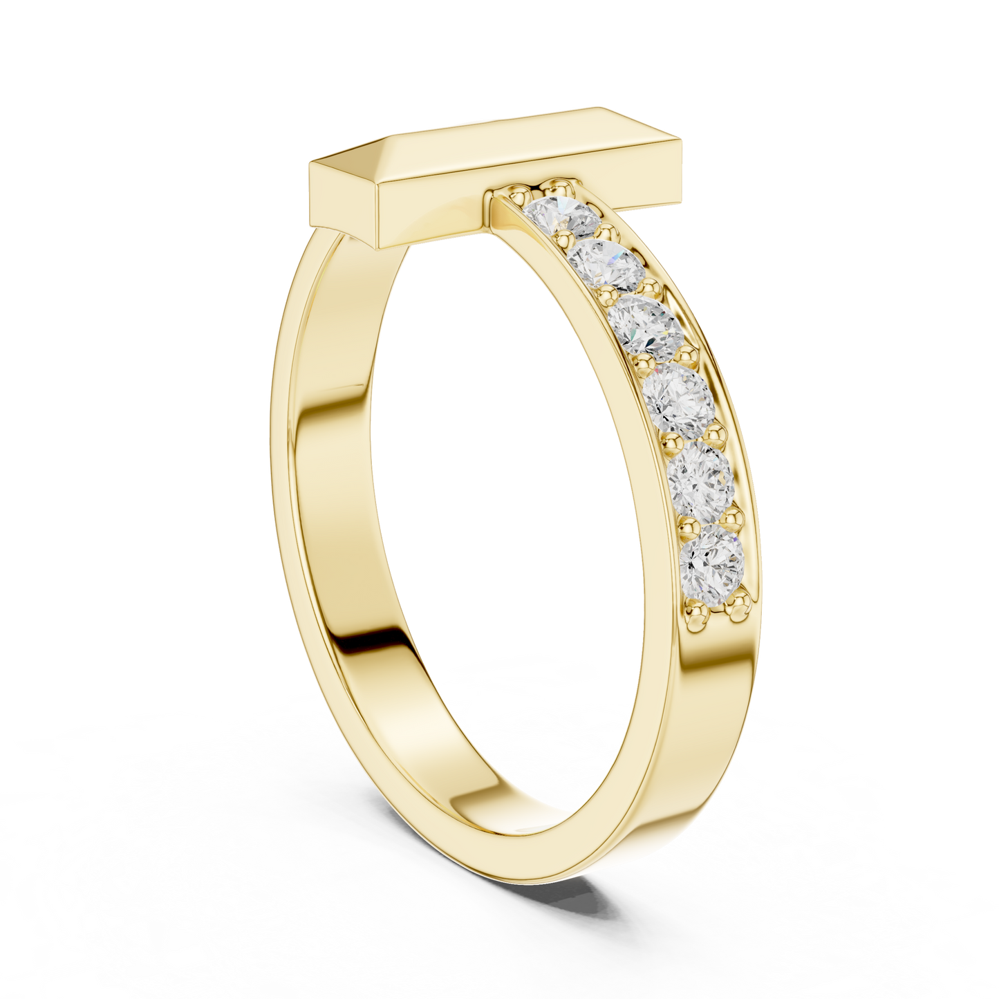 Men’s “T-Bar” Pavé Diamond Ring | Modern Signet Style