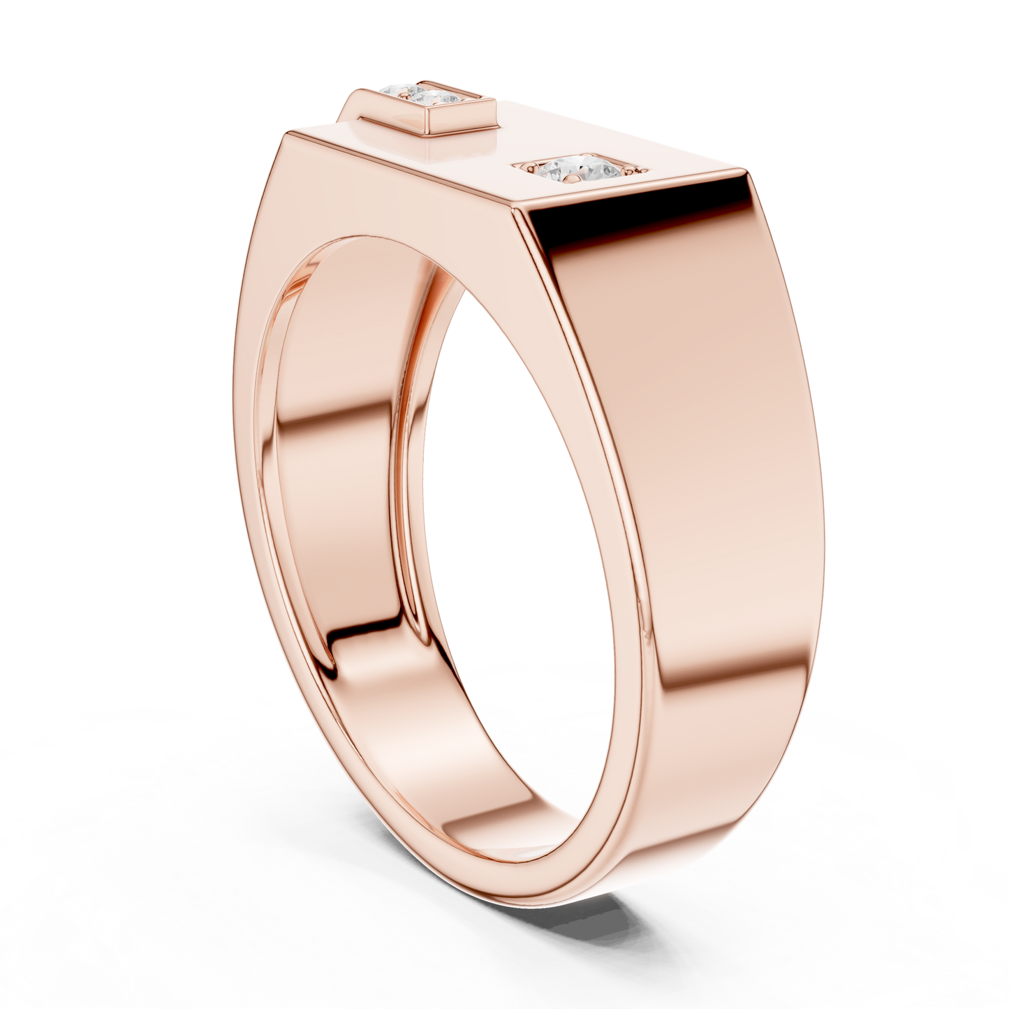 Men’s Rose Gold Diamond Channel Ring | Angular Modern Design