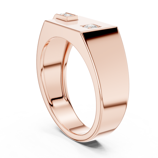 Men’s Rose Gold Diamond Channel Ring | Angular Modern Design