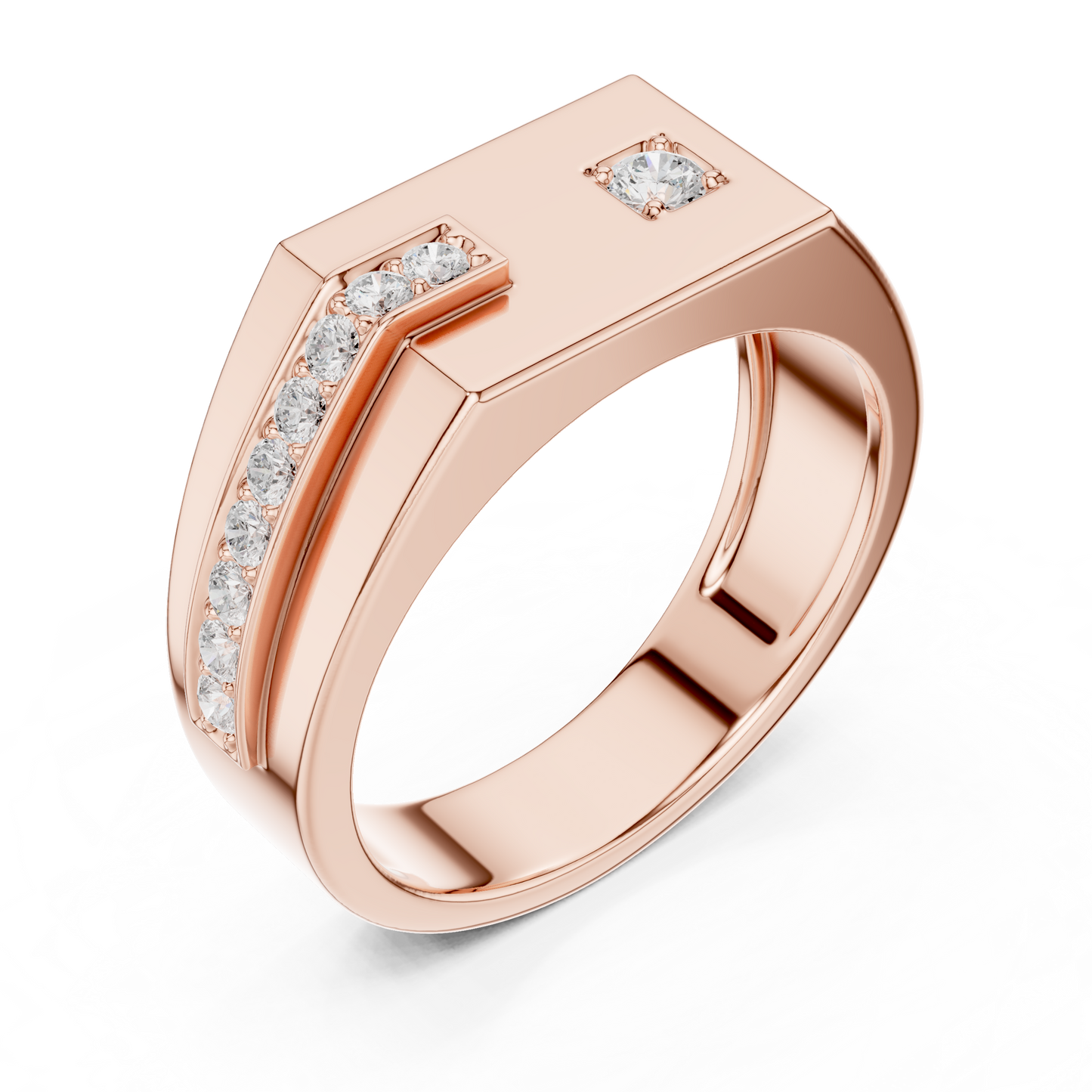 Men’s Rose Gold Diamond Channel Ring | Angular Modern Design