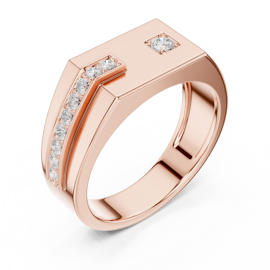 Men’s Rose Gold Diamond Channel Ring | Angular Modern Design