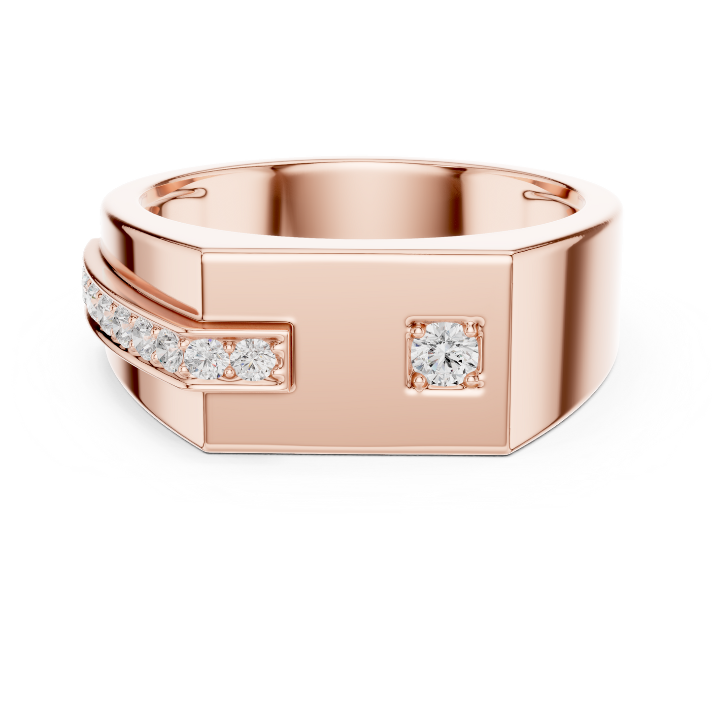 Men’s Rose Gold Diamond Channel Ring | Angular Modern Design