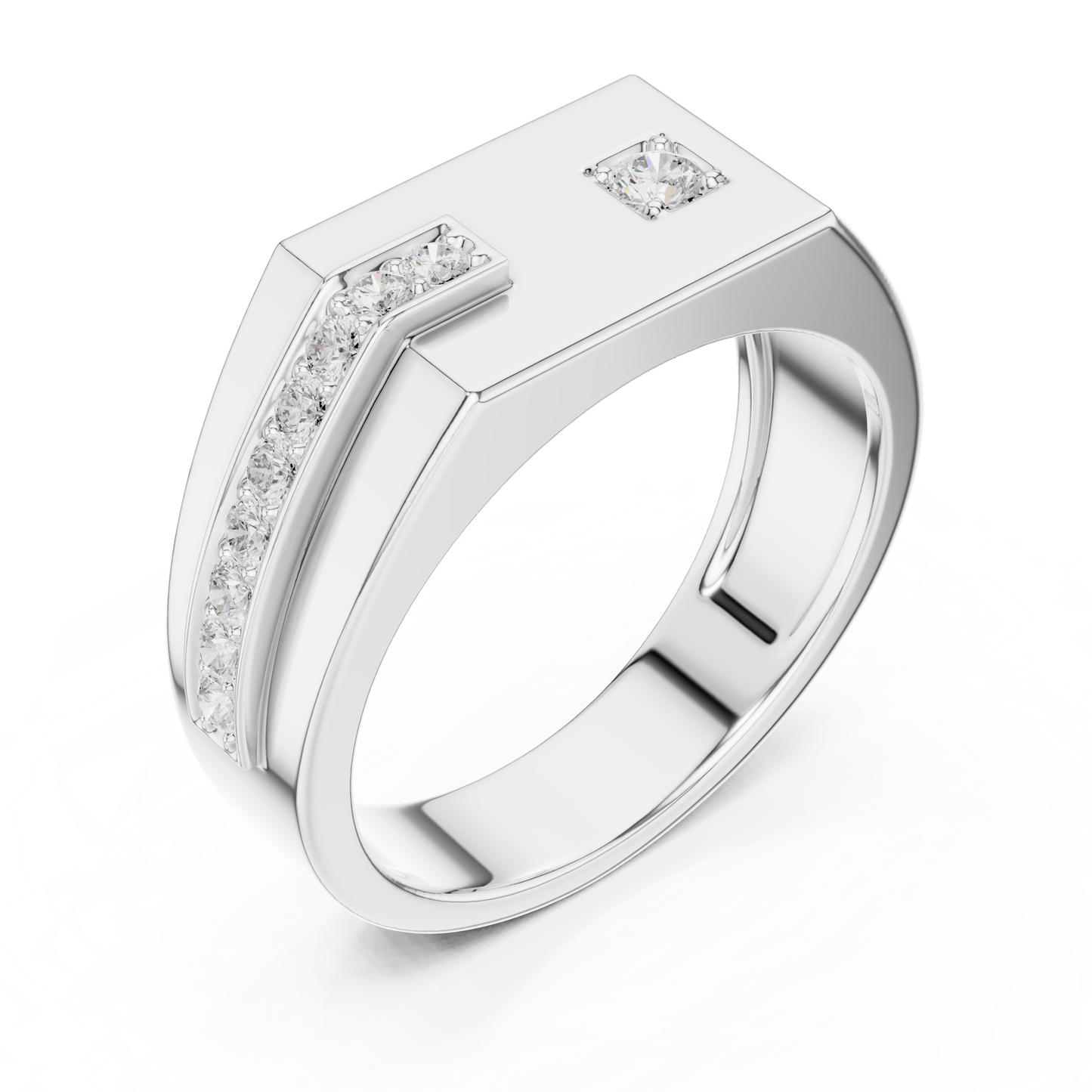 Men’s Rose Gold Diamond Channel Ring | Angular Modern Design
