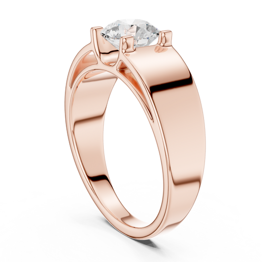 Men’s Solitaire Diamond Ring in Rose Gold | Classic with Bold Setting