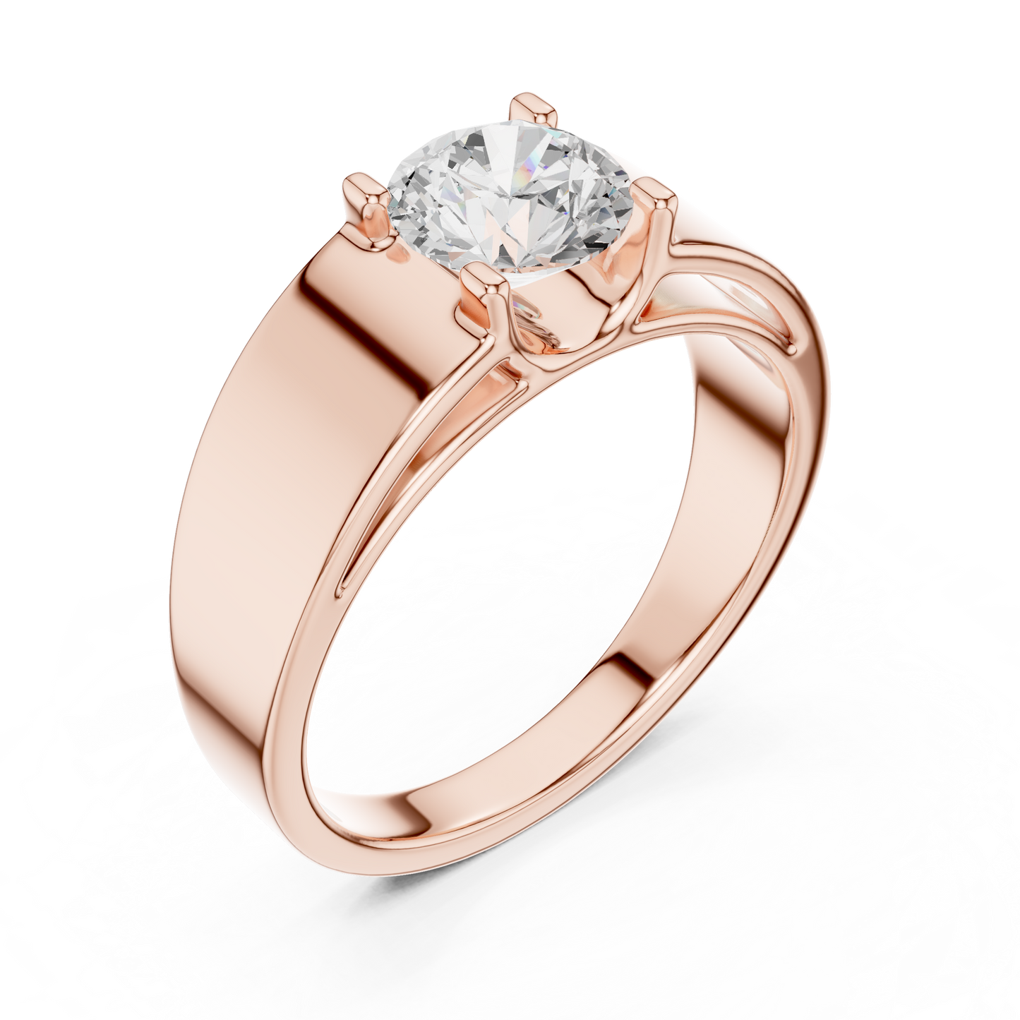 Men’s Solitaire Diamond Ring in Rose Gold | Classic with Bold Setting