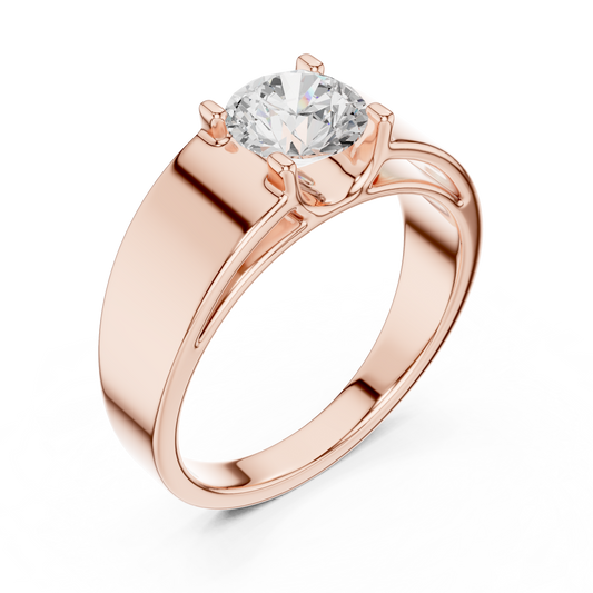 Men’s Solitaire Diamond Ring in Rose Gold | Classic with Bold Setting