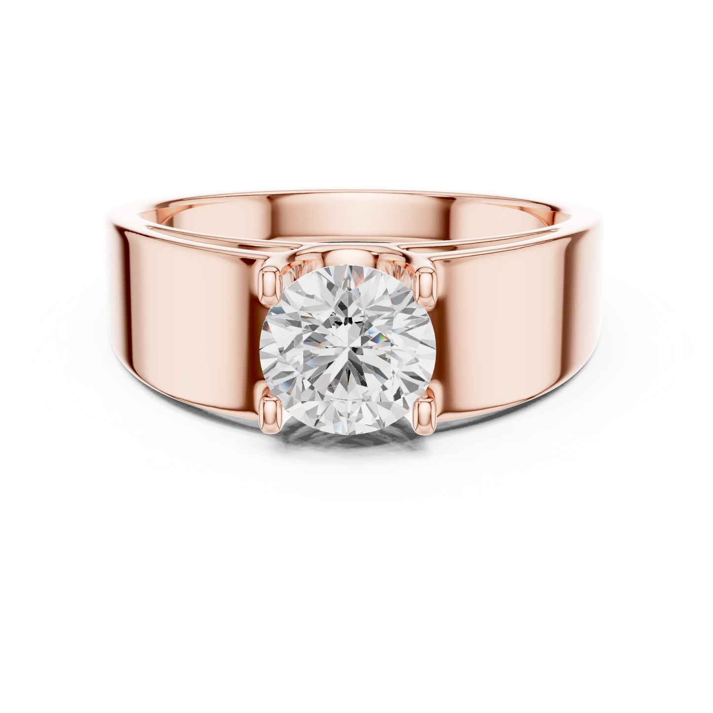 Men’s Solitaire Diamond Ring in Rose Gold | Classic with Bold Setting