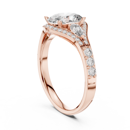 Three-Stone Oval Solitaire Diamond Ring in Rose Gold | Available in Yellow Gold, Platinum & 925 Silver