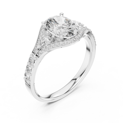 Three-Stone Oval Solitaire Diamond Ring in Rose Gold | Available in Yellow Gold, Platinum & 925 Silver