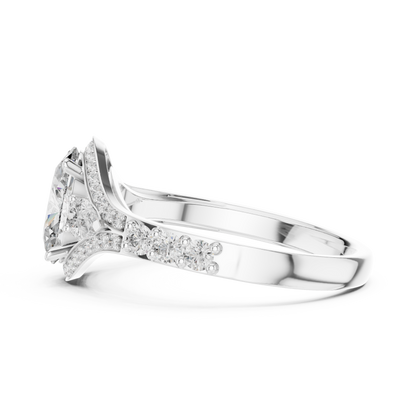 Three-Stone Oval Solitaire Diamond Ring in Rose Gold | Available in Yellow Gold, Platinum & 925 Silver