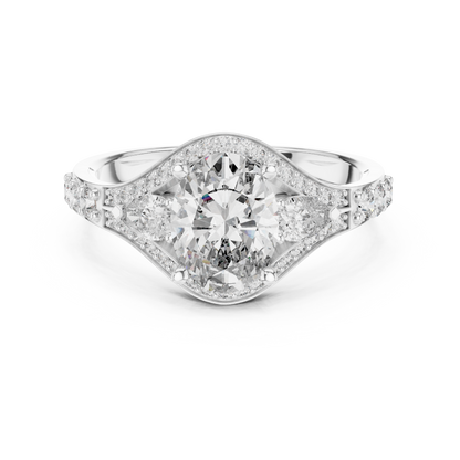 Three-Stone Oval Solitaire Diamond Ring in Rose Gold | Available in Yellow Gold, Platinum & 925 Silver