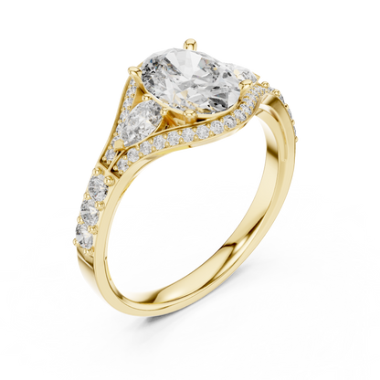 Three-Stone Oval Solitaire Diamond Ring in Rose Gold | Available in Yellow Gold, Platinum & 925 Silver