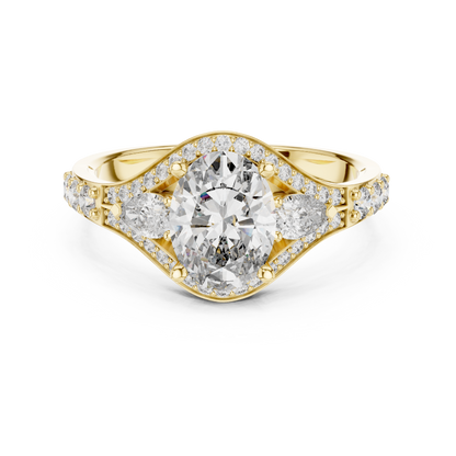 Three-Stone Oval Solitaire Diamond Ring in Rose Gold | Available in Yellow Gold, Platinum & 925 Silver