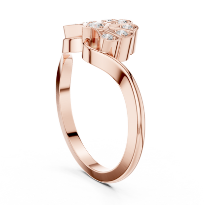 Floral Diamond Cluster Ring in Rose Gold | Available in Yellow Gold, Platinum & 925 Silver