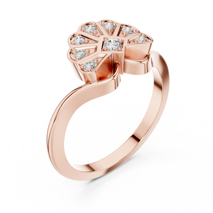 Floral Diamond Cluster Ring in Rose Gold | Available in Yellow Gold, Platinum & 925 Silver