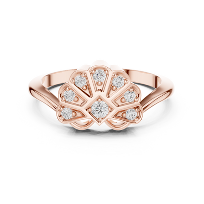 Floral Diamond Cluster Ring in Rose Gold | Available in Yellow Gold, Platinum & 925 Silver