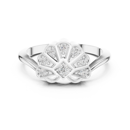 Floral Diamond Cluster Ring in Rose Gold | Available in Yellow Gold, Platinum & 925 Silver