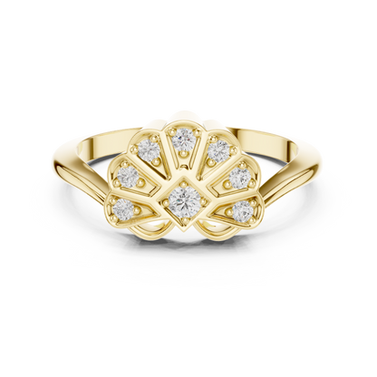 Floral Diamond Cluster Ring in Rose Gold | Available in Yellow Gold, Platinum & 925 Silver